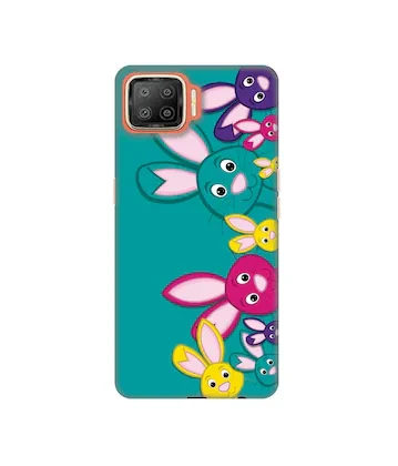 Casotec Rabbit Family Design 3D Printed Hard Back Case Cover for Oppo F17