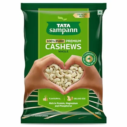 Tata Sampann 100% Pure Premium Cashews 500g | Kaju