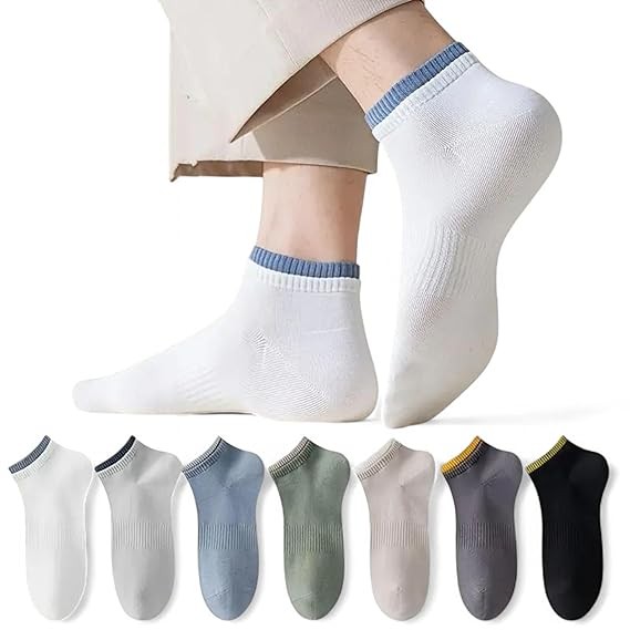 7 Pair Pure Premium Cotton Socks Ankle length Durable Breathable Free Size Casual Soft Breathable, Daily for Men & Women Stretchable Anti Odur Sweat Free Anti Slip