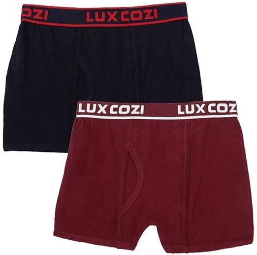 Lux Cozi Boy's 100% Cotton Outer Elastic Semi Long Trunk |Trunk for Boys |Pack of 2 (Color & Prints May Vary)