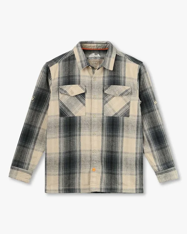 Boys Checked Slim Fit Shirt