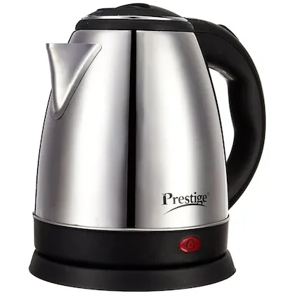Prestige PKOSS 1.5 L 1500 W Stainless Steel Electric Kettle, Single-Touch Lid Locking, 360 Degree Swivel Base, Silver