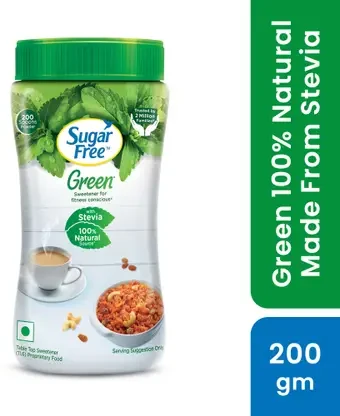 Sugar free Green Stevia, 200 g Jar|Made from 100% Natural Meethi Tulsi (Stevia) leaves Sweetener (200 g)
