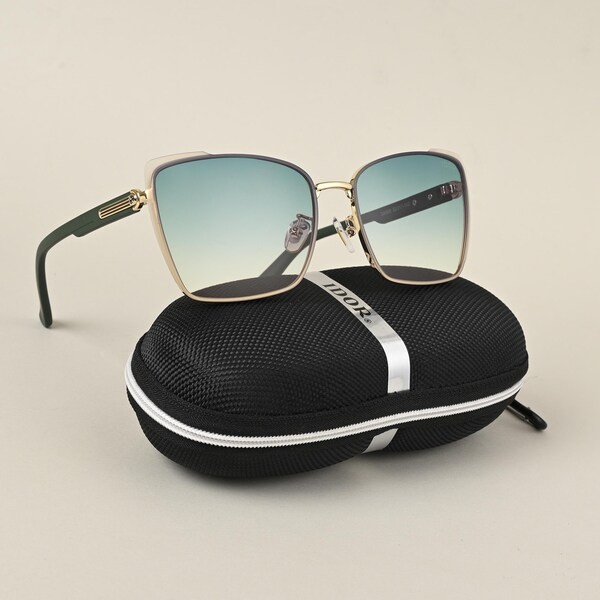 IDOR UV Protection Rectangular Full Rim Premium Sunglasses for Men & Women | 908-GRDGRN