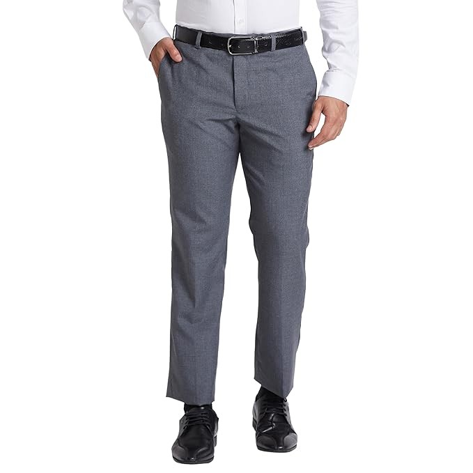 PARK AVENUE Men's Smart FIT PLEATLESS Light Grey Formal Trouser