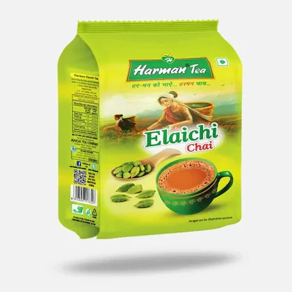 Harman Tea Elaichi CTC Chai | Bold & Aromatic Indian Tea with 100% Natural Ground Cardamom | Rich & Strong Flavor | Refreshing Elaichi Flavored Tea with Authentic Aroma (1kg)