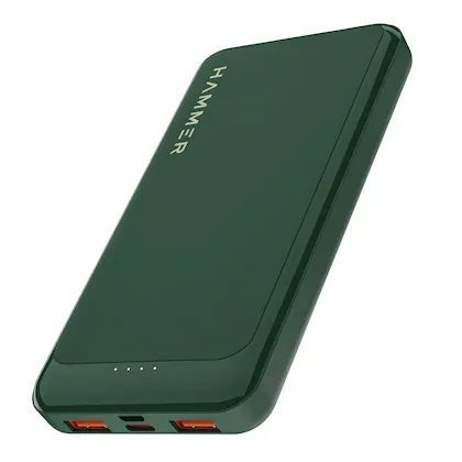 Hammer Ultra Charge 10000mAh 22.5W Power Bank 20W PD Fast Charging, 3 Output, 2 Input Ports Type-C/PD, Micro USB and Multiple Layers of Protection (Green)