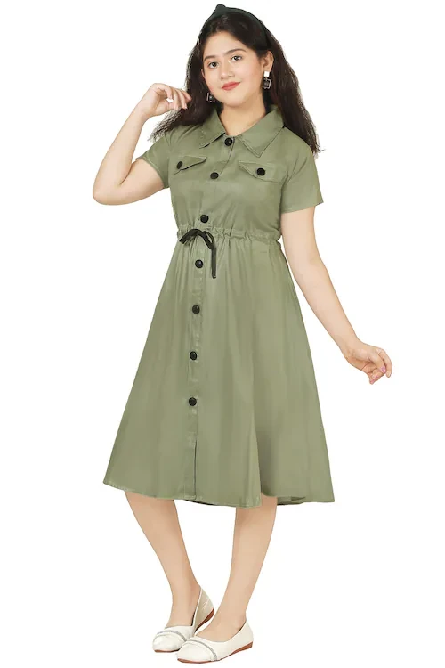 KAARIGARI Girls Orange Below Knee Casual Dress  | Dresses | Kids Wear | Girls Dress | Kids Dress | Frock | Frock Girls | Girls Frock | Dresses For Girls | Kids Girl Dress | Frock For Girls | Kids Wear