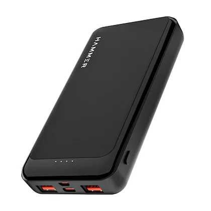Hammer Ultra Charge 20000mAh 22.5W Power Bank 20W PD Fast Charging, 3 Output, 2 Input Ports Type-C/PD, Micro USB and Multiple Layers of Protection (Black)