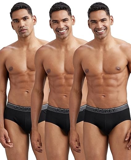 Jockey 8037 Men's Super Combed Cotton Solid Brief with Ultrasoft Waistband (Pack of 3)