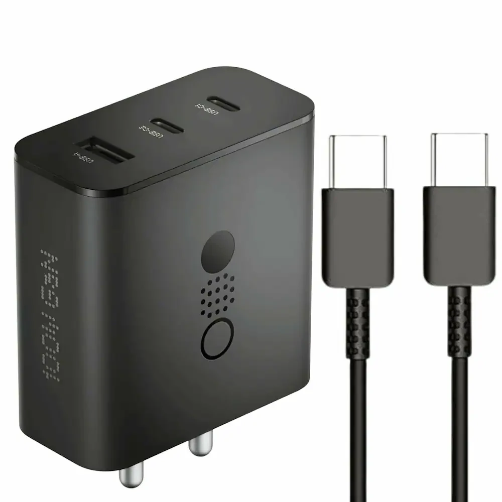 UMAKE 100W GaN Fast Charger 3-Port USB-C Adapter with 1m Type-C to C Cable | PD Wall Charger for Nothing Phone 3A Pro/2A Plus/2/1, Galaxy S25, MacBook, Laptop, iPad, Tablet & USB-A Devices | 6 Months