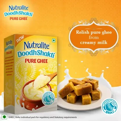 Nutralite Doodhshakti Pure|Made with Creamy Milk|Granular Texture|Rich Aroma Ghee Carton (1 L)