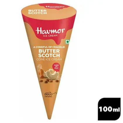 Havmor Butter Scotch Cone Ice Cream 100 ml (Wrap)