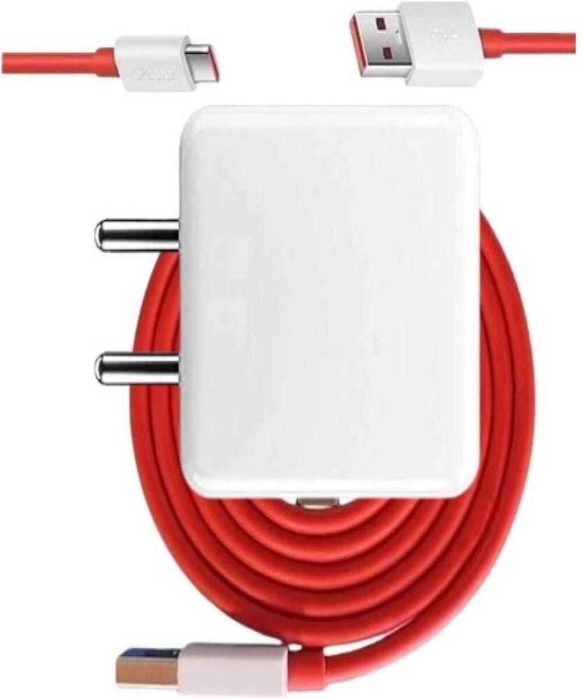 Maxxcen 65 W SuperVOOC 6 A Mobile SUPER FAST CHARGER WITH C TYPE CABLE INCLUDED DA2S Charger with Detachable Cable (Red, Cable Included)