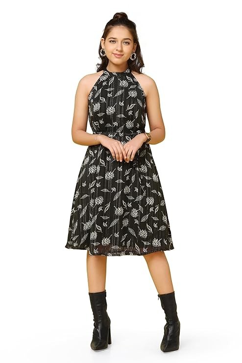 Fashion Dream Girl's Georgette Knee Length Fit and Flared Dresses|Western Dress|One Piece Dress