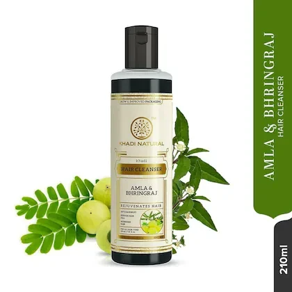 Khadi Natural Amla & Bhringraj Shampoo/Cleanser for Controlling Dandruff & Hair fall | Shampoo for Reducing Scalp Irritation | Suitable for All Hair Types, 210ml
