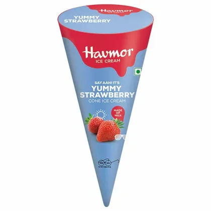 Havmor Yummy Strawberry Cone Ice Cream 110 ml