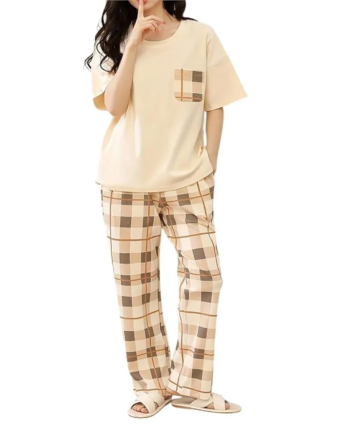 Womens Korean Night Dress || Full Pyjama Set ||Korean Nightsuit || Women Nightwear ||Round Neck Full Sleeve Nightsuit || Loungewear || Everyday Nightdress (ND-10)
