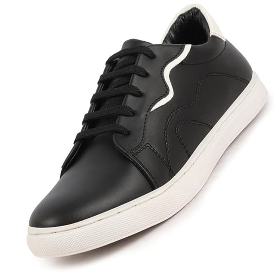 FAUSTO Men's Classic Lace Up Elevated Look Sneaker Shoes with Contrast Sole|Low Ankle|Casual Shoe