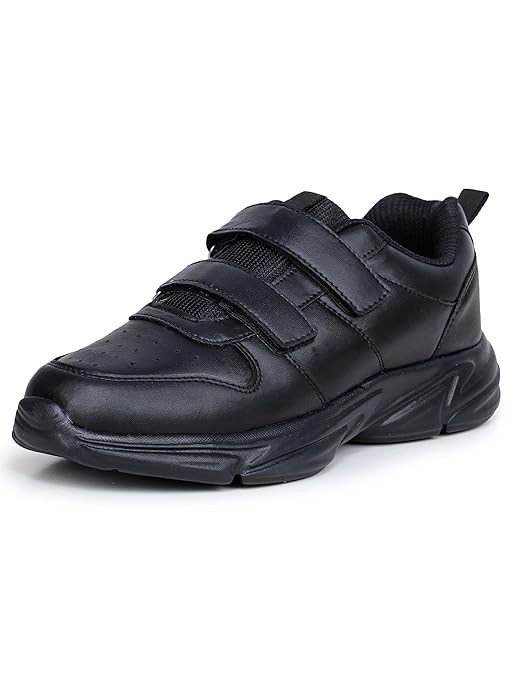 ATHCO unisex-child Care-velcro School Shoes | Soft Cushioned Memory Foam Heel Pad Support | Anti Bacterial Insole | Kid's | Boy's | Girl's | Children |Uniform Shoes | Lightweight | Velcro |Easy Wear &
