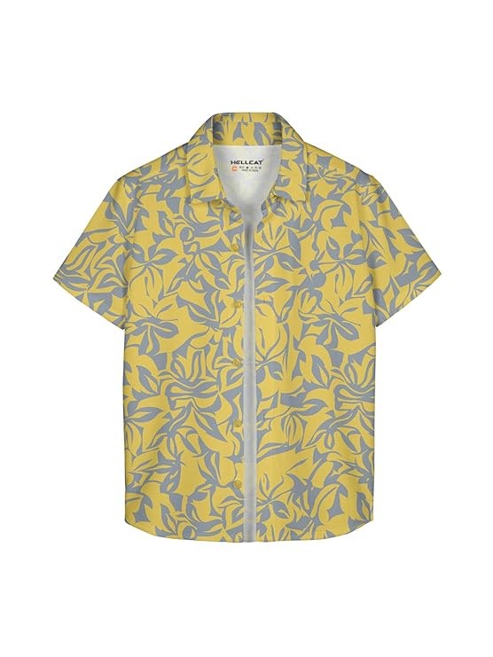 HELLCAT Yellow Trendy Regular Fit Printed Causal Shirt for Boys