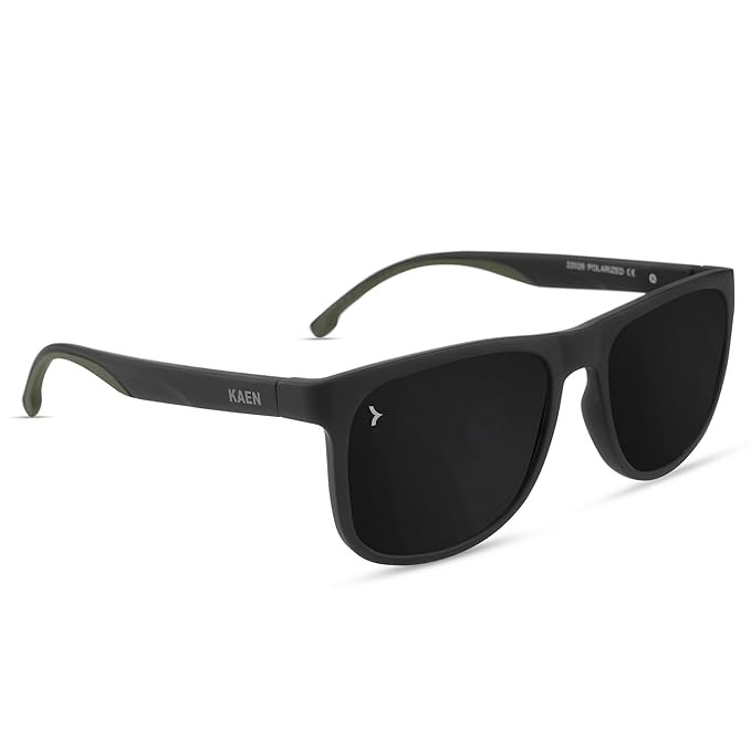 KAEN Polarized Stylist Sunglasses For Men & Women by Eyewearlabs | Full Rim Square Black Sunglasses | 100% UV Protection | Cricket Sports Cycling Driving Adventure | Black Lens | Medium | KORY