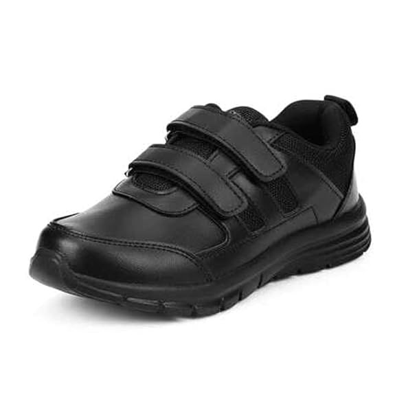 DOCTOR EXTRA SOFT Lightweight EVA Unisex-Child/Kids/Adults Black & White School Uniform Shoe with Memory Foam Cushion & Adjustable Hook Loop| Formal,Casual,Running|Comfortable | Anti-Skid D-3005