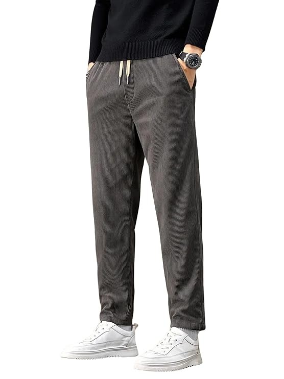 Men's Comfortable Corduroy Pants | Relaxed Fit Stretch Waist Trousers for Everyday Wear