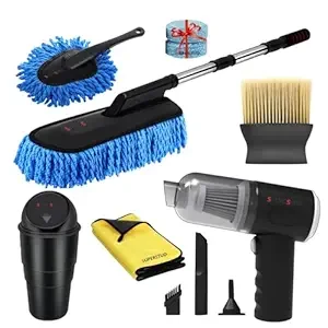 Car Duster Microfiber Brush Big-1 (6Pcs Cars Cleaning Kit) by SUPERSTUD | 1 Vacuum | 1 Dustbin | 1 Microfiber Cloth | 2 Interior Cleaning Brush | Car Accessories 2026 (6)
